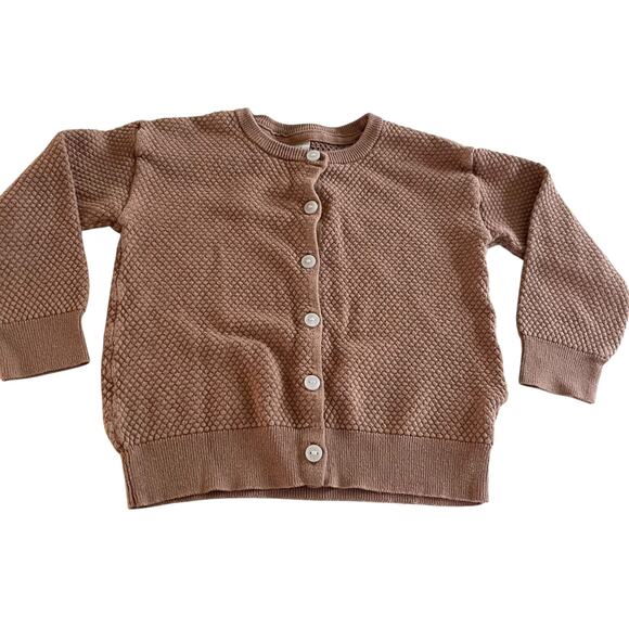 H&M Girls Light Brown Waffle Knit Cardigan - 18-24 Months - Picture 1 of 6